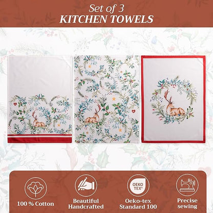 Maison d' Hermine Kitchen Towels Set of 3 100% Cotton 20" x 27.5" Reusable - Image 2