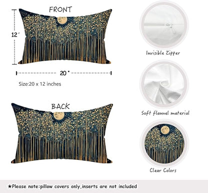 Rustic William Morris Night Moon Forest Green Decor Pillow Covers 12x20 - Image 2