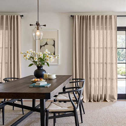 jinchan Taupe Linen Blend Curtain 90 inch Length 1 Panel - Image 2