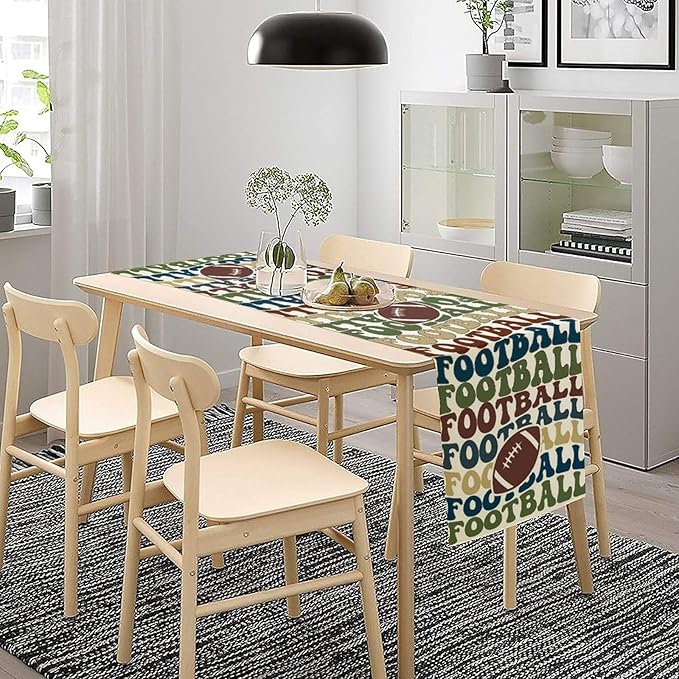 Retro Groovy Football Table Runner Sport Game Days Seasonal Table Runner Soccer - Image 3