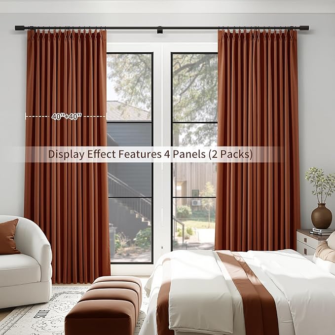 Pinch Pleated Linen 100% Blackout Curtains 108 Inch Long Floor to Ceiling - Image 7