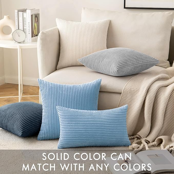 MIULEE Winter Pack of 2 Corduroy Pillow Covers Soft Soild Cushion Cases - Image 4