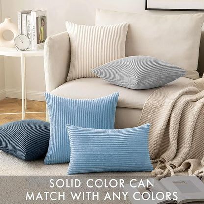 MIULEE Winter Pack of 2 Corduroy Pillow Covers Soft Soild Cushion Cases - Image 4
