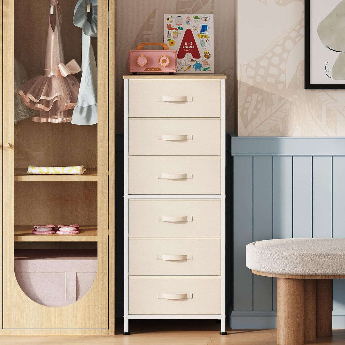 wlive fabric dresser for bedroom, 6 drawer dressers, side view