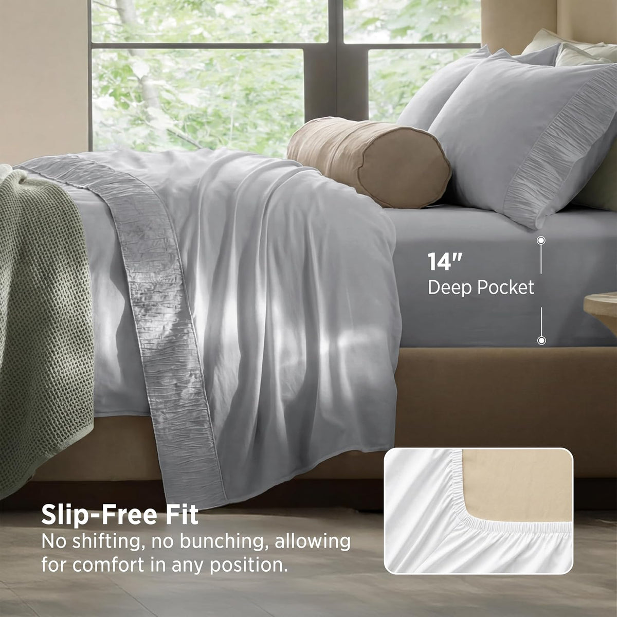 bedsure twin sheets set - 3 pieces soft, close-up detail