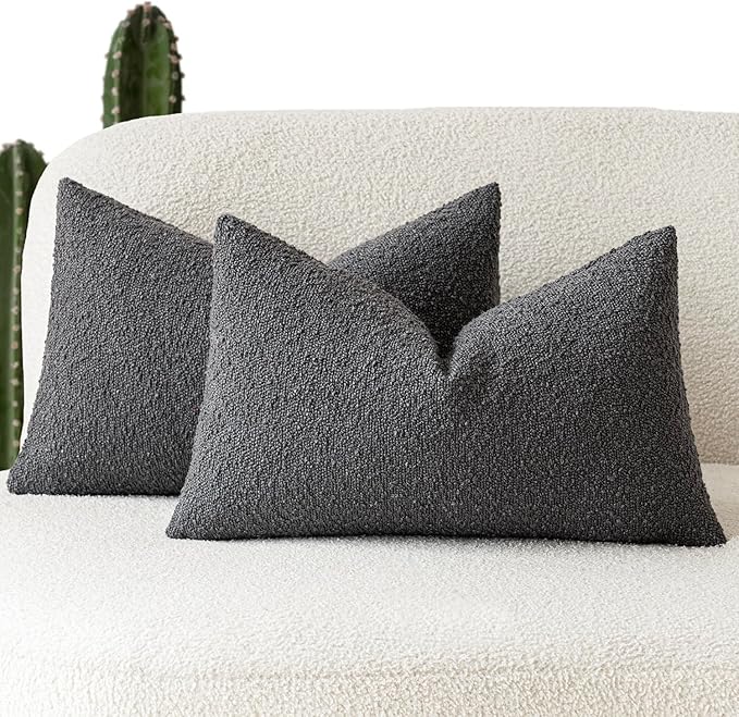 Foindtower Pack of 2 Textured Boucle Throw Pillow Covers Accent Solid by Foindtower