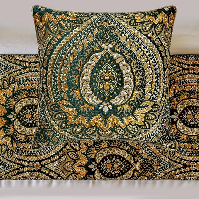 The HomeCentric King/Queen/Twin Green Designer Queen 74"x18" Bed Runner - Image 4
