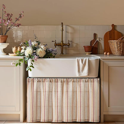 jinchan Colorful Striped Linen Kitchen Curtains 24 Inch Christmas Decorations - Image 4