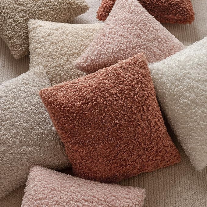 Foindtower 2 Pieces 24x24 Inch Dusty Pink, Faux Fur Throw Pillow Cover Accent - Image 7