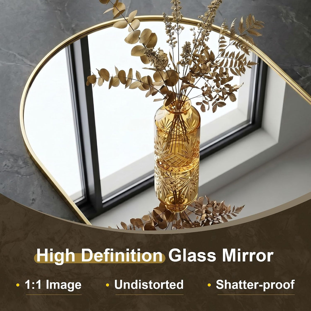 amoise arched bathroom mirror for wall, 2 pack, close-up detail