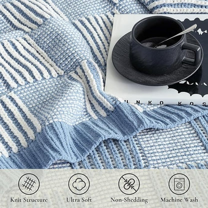 Amélie Home Checkered Knit Throw Blanket - Image 4