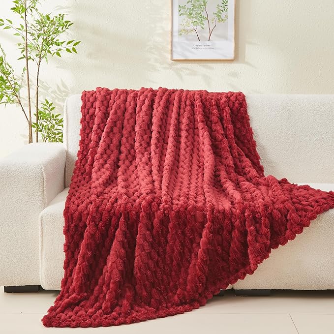 NEWCOSPLAY Super Soft Twin Blanket Red Premium Silky Flannel Fleece 3D Clouds - Image 7