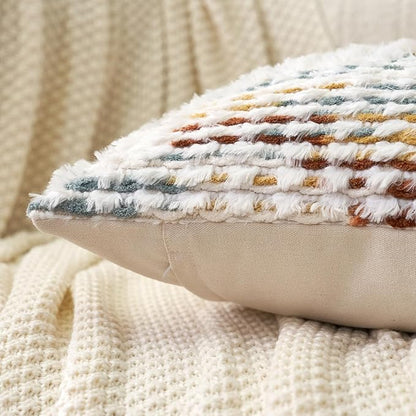 Aeckself Boho Chenille Tufted Pillow Cover 24 x 24 Inch, Decorative Square Big - Image 6