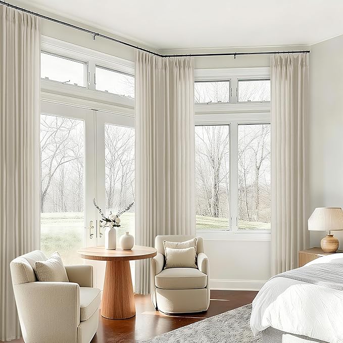 Pinch Pleated Linen Curtains 108 Inches Long - Image 9