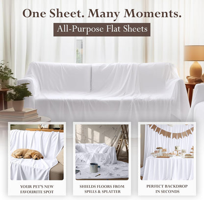 Utopia Bedding Flat Sheet - 1 Pack (Twin, White) - Soft Brushed Microfiber Fabric - Shrinkage & Fade Resistant Top Sheet - Easy Care Bed Sheet