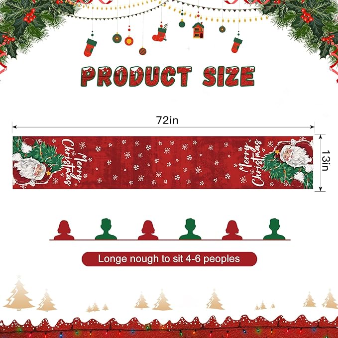OTOSTAR Christmas Tree and Santa Claus Merry Christmas Table Runner, Xmas - Image 5
