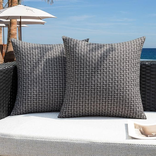 Kevin Textile Outdoor Waterproof Throw Pillow Covers Pack of 2 Farmhouse by KevinTextile