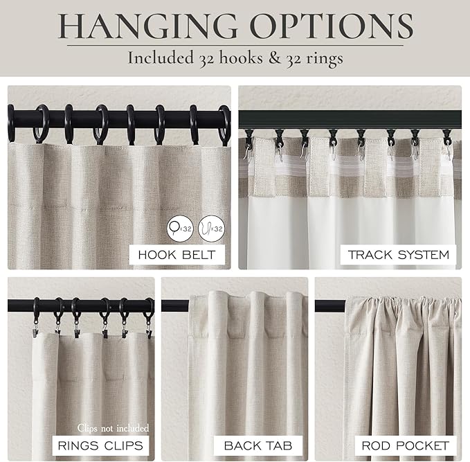 Modern Neutral 88 Inch Blackout Sliding Glass Door Curtains Light and Draft - Image 3