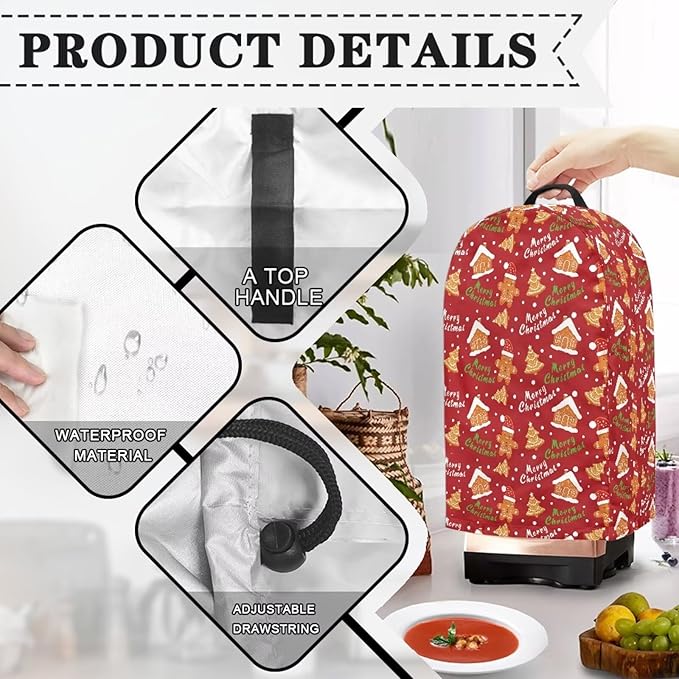 Christmas Gingerbread Blender Dust Cover Kitchen Appliance Oil-Proof Food - Image 4