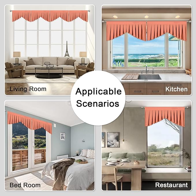 Valances for Windows Coral Window Valance for Living Room Rod Pocket Blackout - Image 4