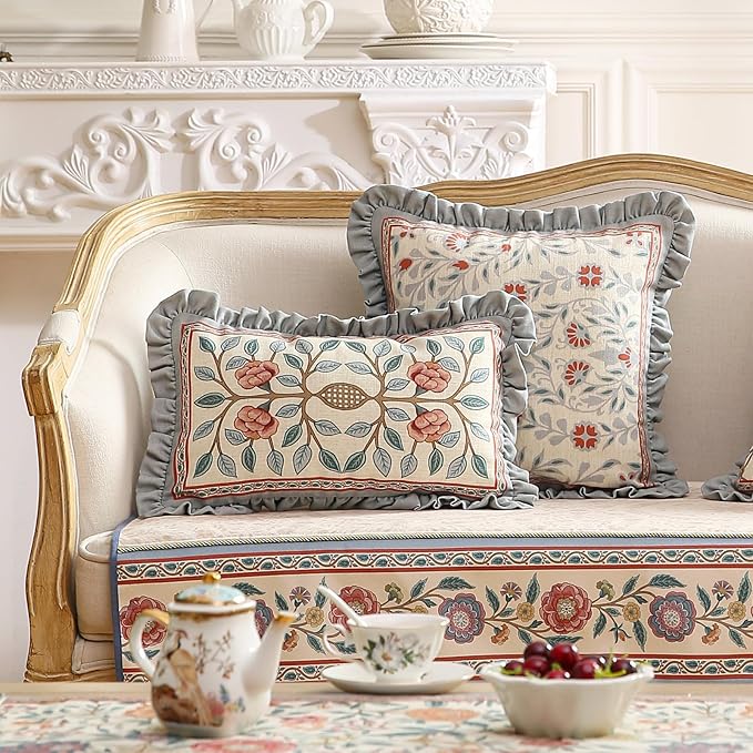Floral Throw Pillow Covers Set of 2, Cottage Rustic - Image 5