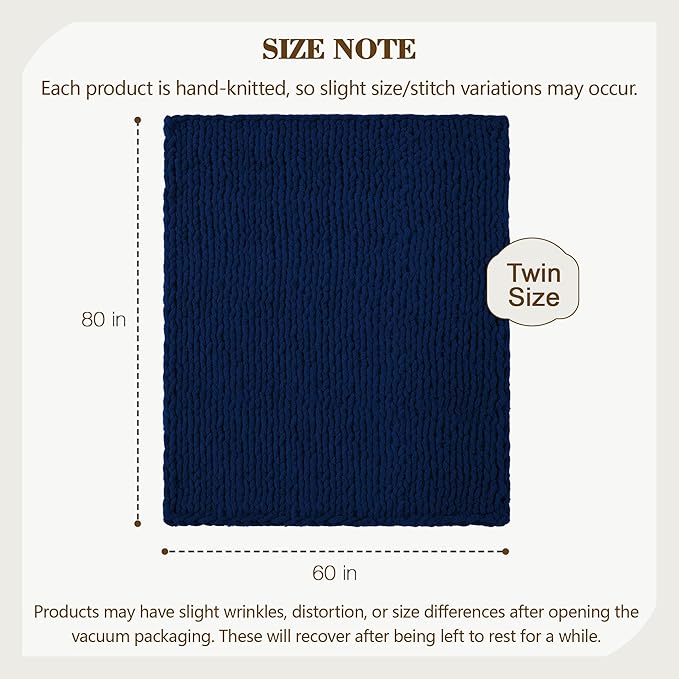 Carriediosa Chunky Knit Throw Blanket 60" X 80" Twin, 100% Hand Made Large - Image 3