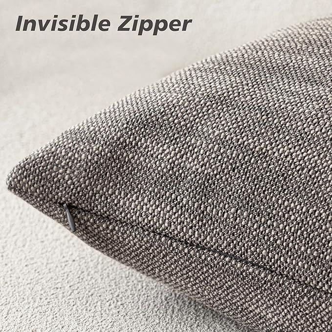 Foindtower Set of 2 Decorative Textured Burlap Linen Throw Pillow Covers - Image 2