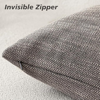 Foindtower Set of 2 Decorative Textured Burlap Linen Throw Pillow Covers - Image 2