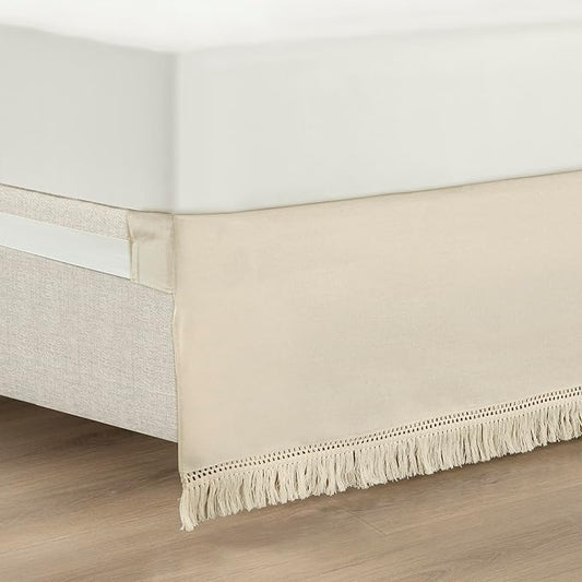 Lush Decor Boho Fringe 15-Inch Tailored Drop Easy Fit Bedskirt by LushDecor