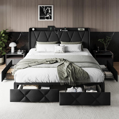 einhomn king size bed frame with 4 storage on a desk or shelf