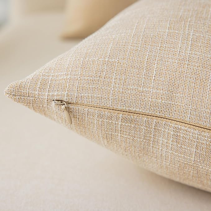 Kevin Textile Lumbar Throw Pillow Cover Both Sides Faux Linen Soft Solid - Image 2