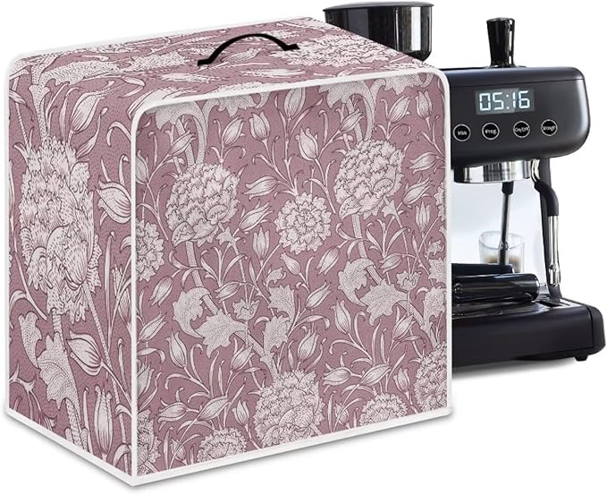 Red William Morris Coffee Maker Cover – Dust Protection Stain Resistant by PJHEQOXE