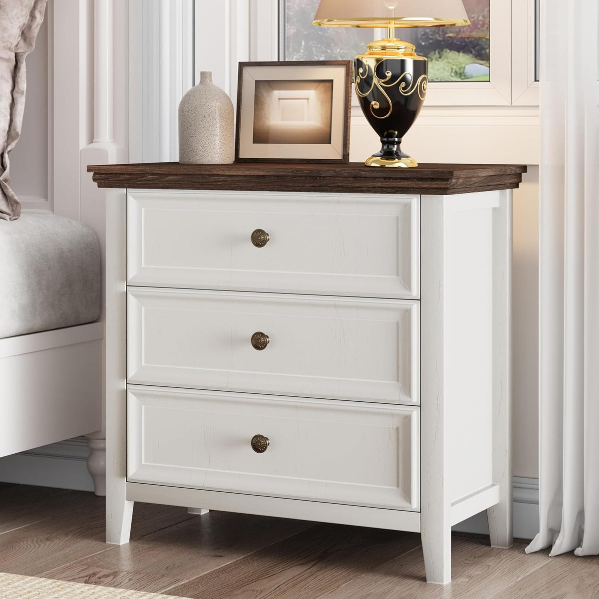 boshiro farmhouse 3-drawer dresser for bedroom - 31.5", main product view