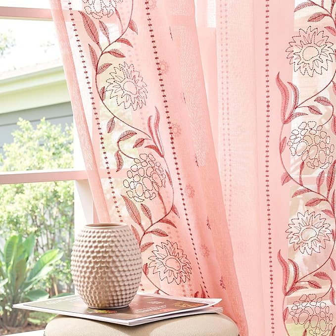 jinchan Winslow Sheer Curtains 63 Inch Length by JINCHAN