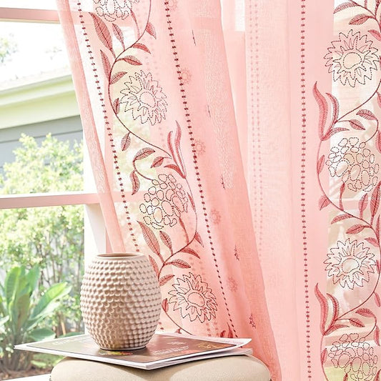 jinchan Winslow Sheer Curtains 63 Inch Length by JINCHAN