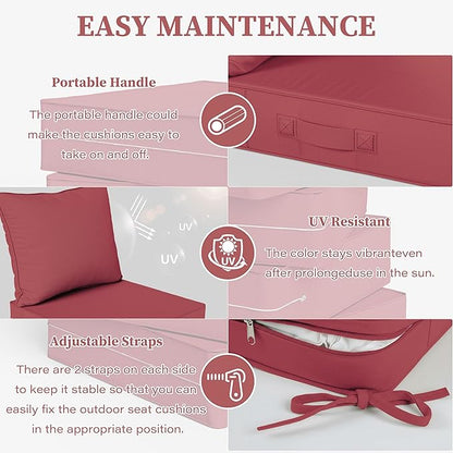 Outdoor Seat Cushion Set 24 L × 24 W × 5 H Inch Waterproof & Fade Resistant - Image 4