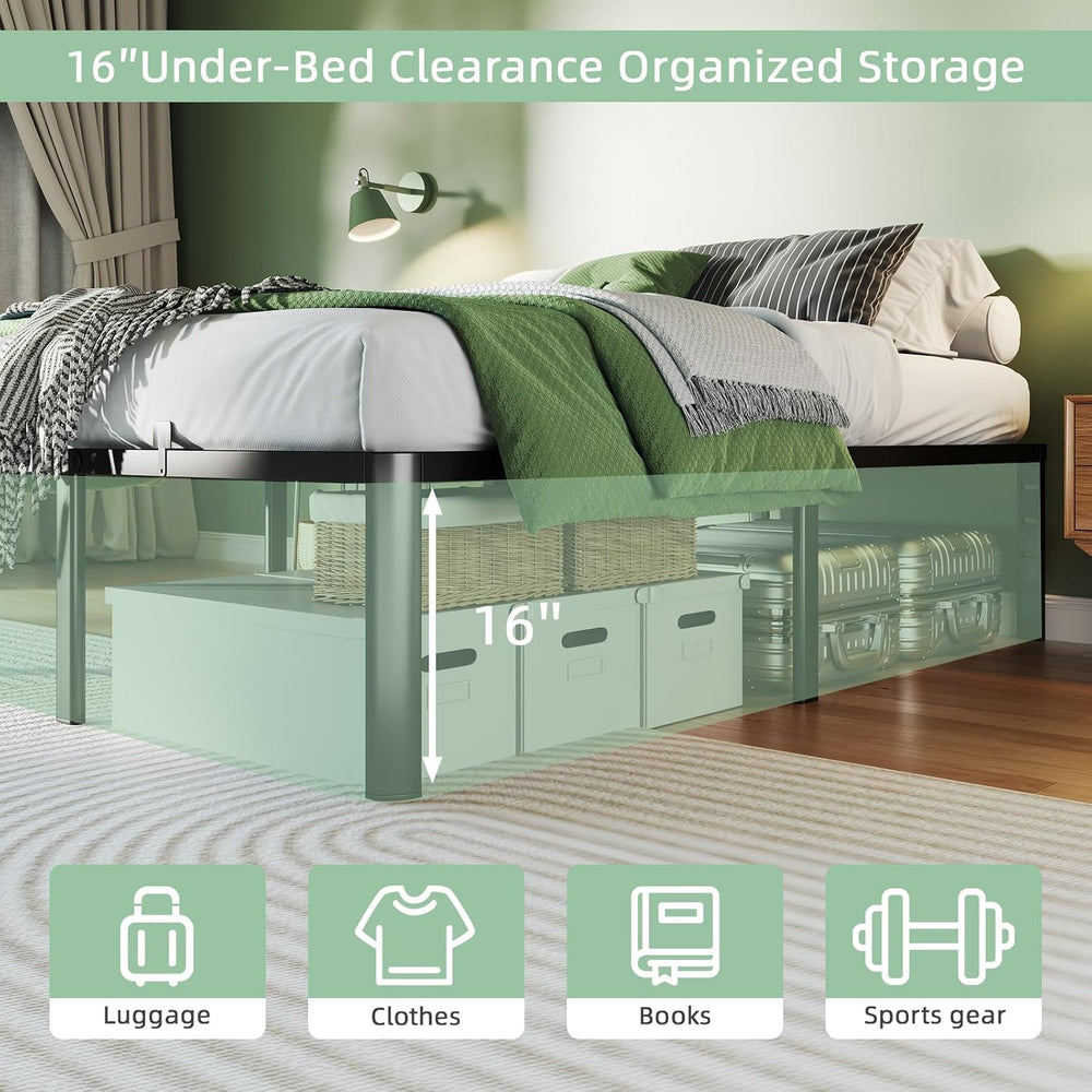 Queen Bed Frame, 18 Inch Heavy Duty Steel Platform, Noise-Free