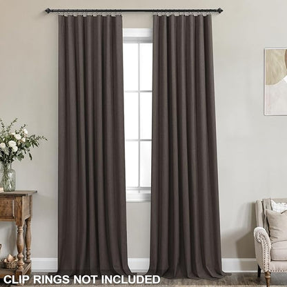 KOUFALL Brown Curtains Blackout 2 Panels, Dark Chocolate Linen Black Out Dark - Image 4