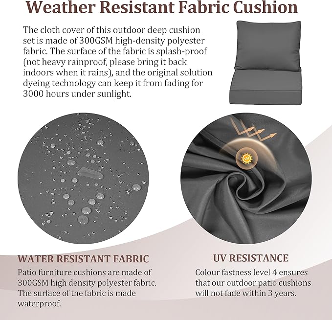 Waterproof Outdoor Chair Cushion Set of 4, Outdoor Cushions - Image 4