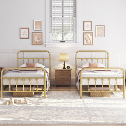 yaheetech 2 pcs twin bed frame with headboard, main product view