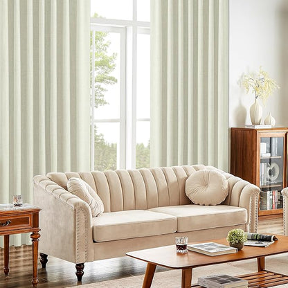 CUCRAF Linen 100% Blackout Curtains 72 Inch Length 2 Panels Set, Back Tab and - Image 9