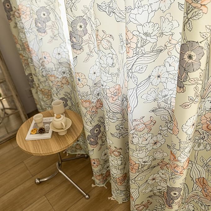 ENJOYBRIDAL Floral 84 Inch Curtains 2 Panel Set Bedroom Farmhouse Drapes Semi - Image 4