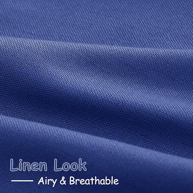 Classic Blue Linen Curtains 90 Inch Long 2 Panels Set - Image 5