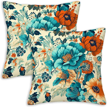 Floral Throw Pillow Covers 18x18 Set of 2, Flower Pillowcase by Unknown