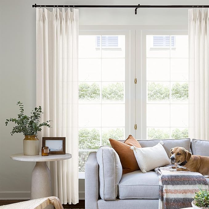 105 Inch Extra Long Curtains Boho Cream Semi Sheer Light Filtering Curtain - Image 7