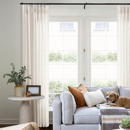 105 Inch Extra Long Curtains Boho Cream Semi Sheer Light Filtering Curtain - Image 7