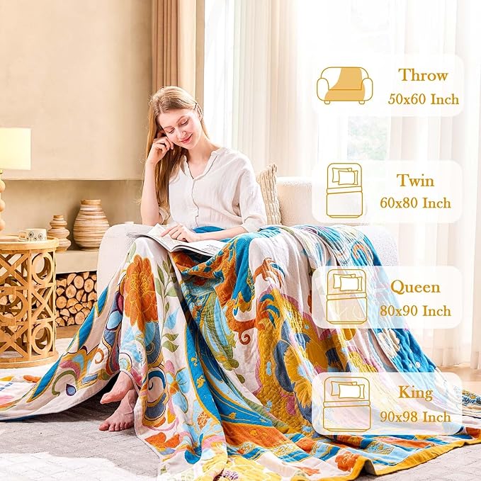 Boho Throw Blanket, Lightweight Blankets - Image 3