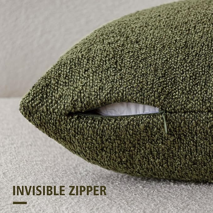 Foindtower Pack of 2 Textured Boucle Throw Pillow Covers Accent Solid Pillow - Image 2