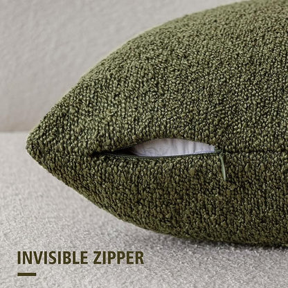 Foindtower Pack of 2 Textured Boucle Throw Pillow Covers Accent Solid Pillow - Image 2