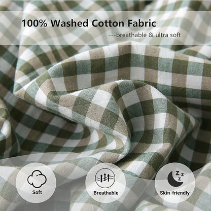 Aryeleay 2 Pack Sage Green White and Brown Plaid Ruffle Throw Pillow Covers - Image 5